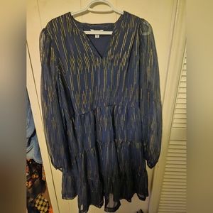 Crown and Ivy Metallic Striped Dress